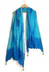 Bandhej Art Silk Dupatta in Shaded Blue