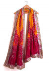 Bandhej Art Silk Dupatta in Shaded Mustard and Maroon
