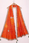 Bandhej Art Silk Dupatta in Shaded Orange