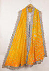 Bandhej Art Silk Dupatta in Yellow