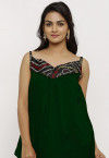 Bandhej Crepe Top in Dark Green