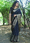Bandhej Printed Art Silk Saree in Black