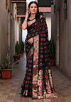 Bandhej Printed Art Silk Saree in Black