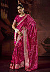 Bandhej Printed Art Silk Saree in Fuchsia