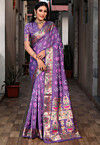 Bandhej Printed Art Silk Saree in Light Purple