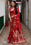 Bandhej Printed Art Silk Saree in Maroon