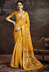 Bandhej Printed Art Silk Saree in Mustard