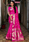 Bandhej Printed Art Silk Saree in Pink
