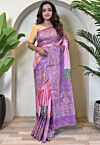 Bandhej Printed Art Silk Saree in Purple