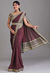 Bandhej Printed Art Silk Saree in Purple
