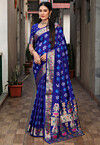 Bandhej Printed Art Silk Saree in Royal Blue