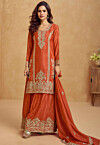 Bandhej Printed Chinon Crepe Pakistani Suit in Orange
