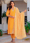 Bandhej Printed Chinon Silk Pakistani Suit in Yellow