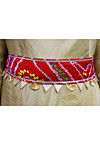 Bandhej Printed Crepe Adjustable Waist Belt in Red