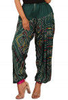 Bandhej Printed Crepe Alladin Pant in Dark Green
