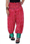 Bandhej Printed Crepe Harem Pant in Fuchsia