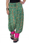 Bandhej Printed Crepe Harem Pant in Teal Green
