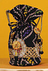 Bandhej Printed Crepe Potli Bag in Black