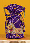 Bandhej Printed Crepe Potli Bag in Purple
