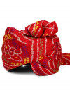 Bandhej Printed Crepe Unisex Turban in Red