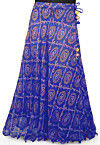 Bandhej Printed Georgette A Line Skirt in Royal Blue