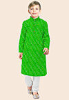 Bandhej Printed Georgette Kurta Set in Green