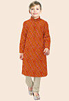 Bandhej Printed Georgette Kurta Set in Orange
