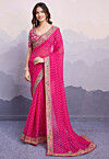Bandhej Printed Georgette Saree in Fuchsia