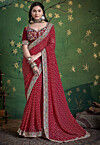 Bandhej Printed Georgette Saree in Maroon