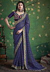 Bandhej Printed Georgette Saree in Navy Blue