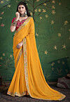 Bandhej Printed Georgette Saree in Yellow