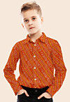 Bandhej Printed Georgette Shirt in Orange