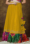 Bandhej Printed Georgette Skirt in Mustard