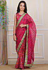 Bandhej Printed Kota Silk Saree in Fuchsia