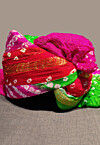 Bandhej Printed Taffeta Silk Turban in Multicolor