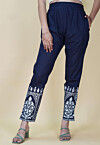 Block Printed Cotton Pant in Navy Blue