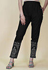 Block Printed Cotton Pant inBlack