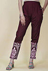Block Printed Cotton Pant inMaroon