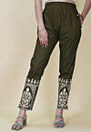 Block Printed Cotton Pant inOlive Green