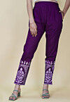 Block Printed Cotton Pant inPurple
