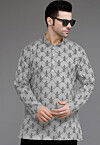 Block Printed Cotton Short Kurta in Grey