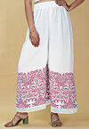 Block Printed Georgette Palazzo in White