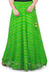 Bandhej Georgette Long Skirt in Green