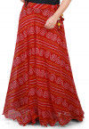 Bandhej Georgette Long Skirt in Red