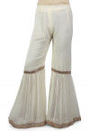  Pleated Georgette Sharara in Off White 