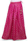 Woven Chanderi Silk Skirt in Fuchsia