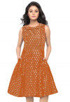 Brocade Short Dress in Orange