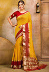 Chanderi Silk Saree in Yellow