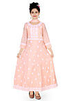 Chikankari Art Silk Gown in Peach
