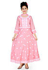 Chikankari Art Silk Gown in Pink